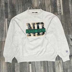 🏈‎ Vintage NOTRE DAME Embroidered College Crewneck Sweatshirt Sz L (fits XL)